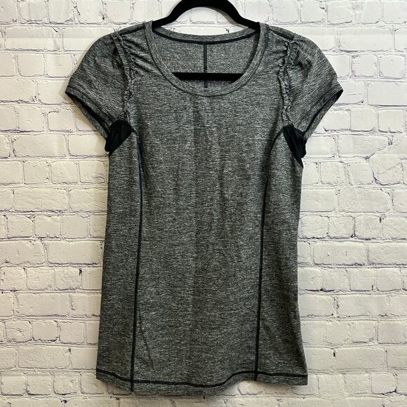 lululemon athletica Tops - Lululemon Run Full Tilt Short Sleeve Shirt Heathered Black Women's 8 Athletic